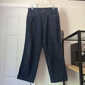 Todd Oldham vintage blue corduroy straight wide leg‎ cropped pants
